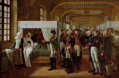 Napoleon besucht das Invalidenhaus am 11. Februar 1808, 1809
